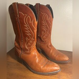 Men's Pointed Toe Leather Western Rodeo Cowboy Boots - Tan Brown